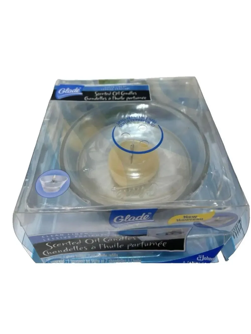 Glade Scented Oil Candle with 2 candles clean Linen New -Discontinued Hard Find!